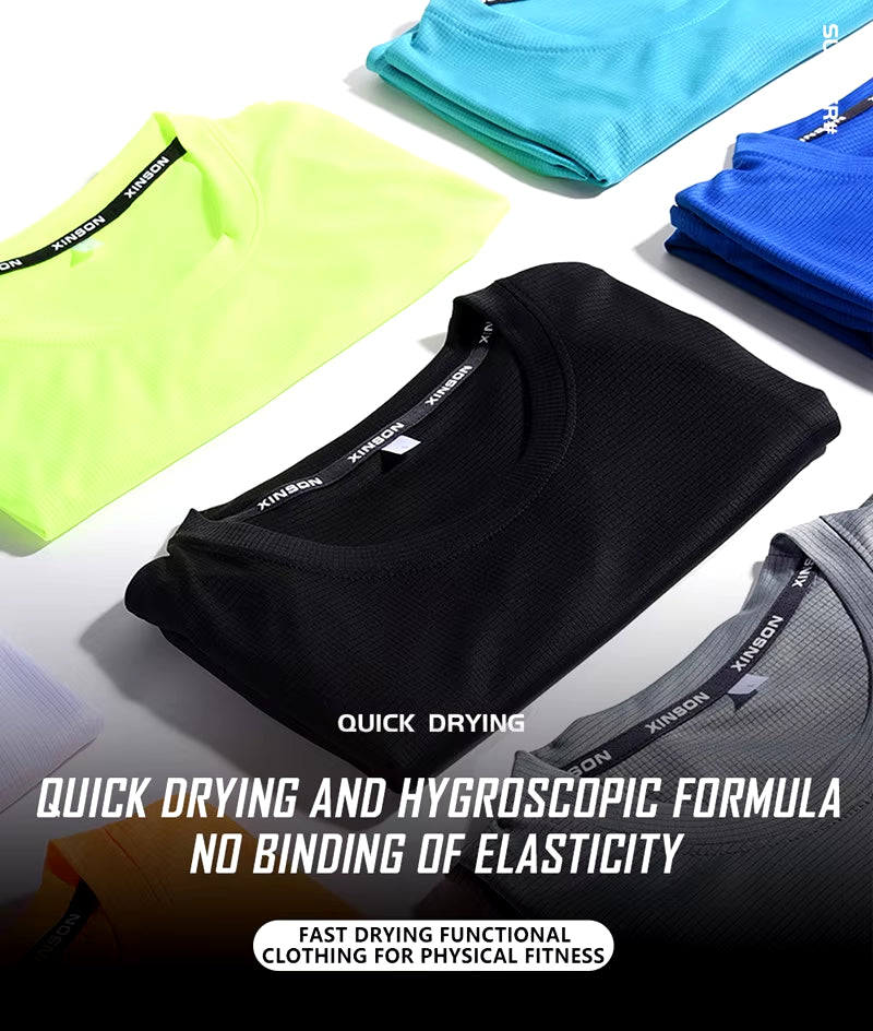 2024 Men's Polyester Short Sleeve Gym Shirt for Running and Training Fitness Activities