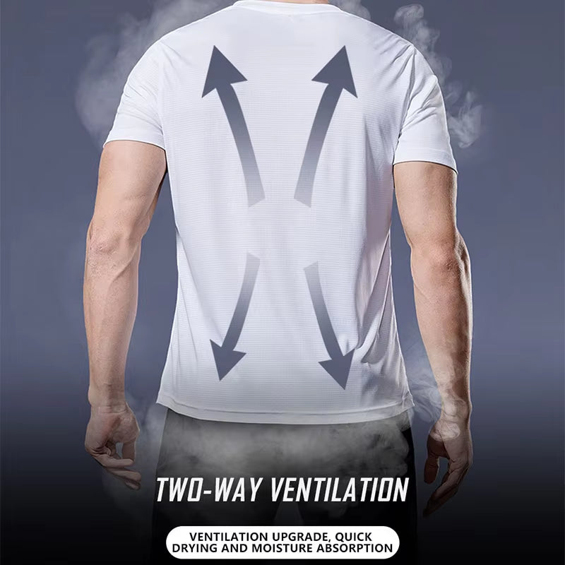 2024 Men's Polyester Short Sleeve Gym Shirt for Running and Training Fitness Activities
