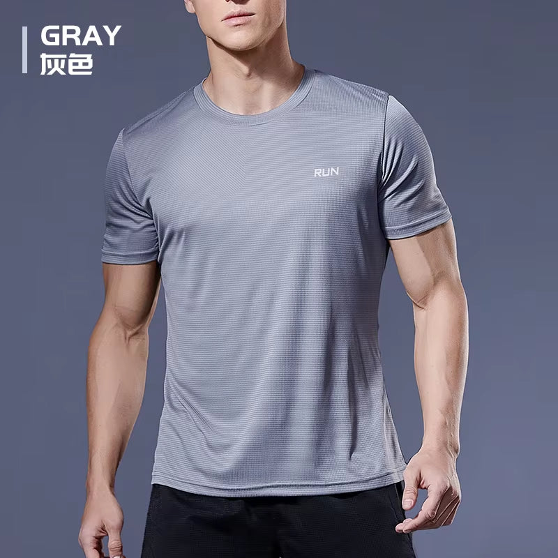 2024 Men's Polyester Short Sleeve Gym Shirt for Running and Training Fitness Activities