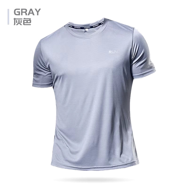 2024 Men's Polyester Short Sleeve Gym Shirt for Running and Training Fitness Activities