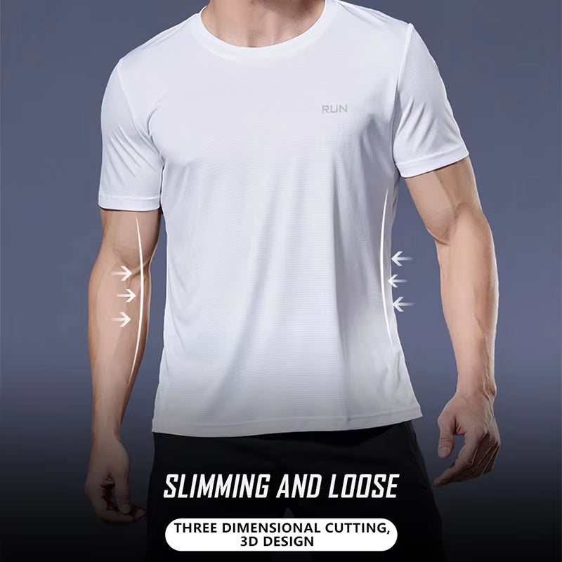 2024 Men's Polyester Short Sleeve Gym Shirt for Running and Training Fitness Activities